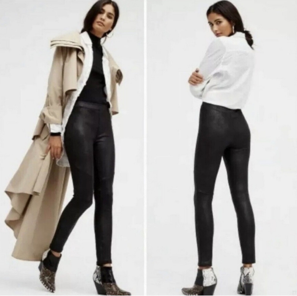 Free People Faux Suede Black Shimmer Leggings